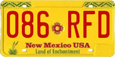 NM license plate 086RFD