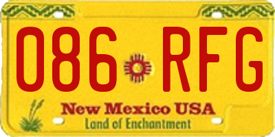 NM license plate 086RFG
