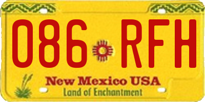 NM license plate 086RFH