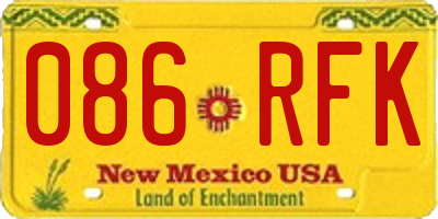 NM license plate 086RFK
