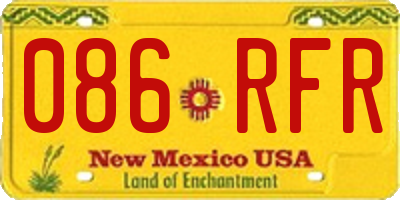 NM license plate 086RFR