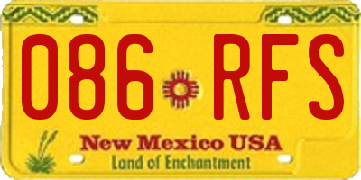 NM license plate 086RFS