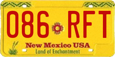 NM license plate 086RFT