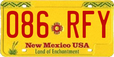 NM license plate 086RFY