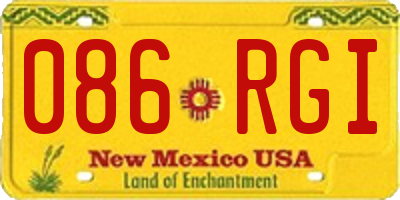 NM license plate 086RGI
