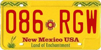 NM license plate 086RGW