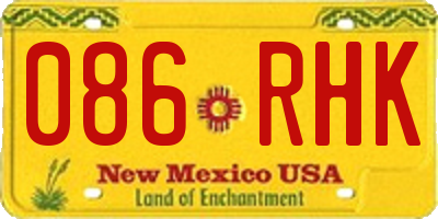 NM license plate 086RHK