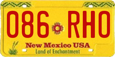 NM license plate 086RHO