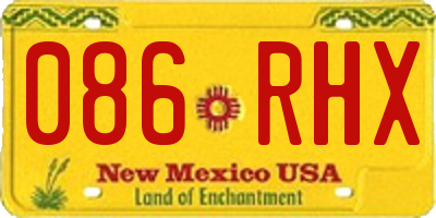 NM license plate 086RHX