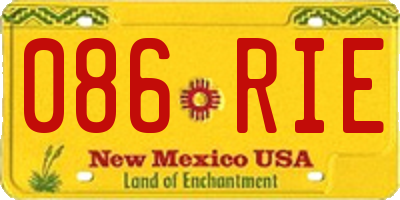 NM license plate 086RIE