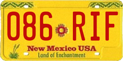 NM license plate 086RIF