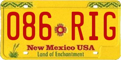 NM license plate 086RIG