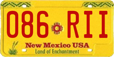 NM license plate 086RII