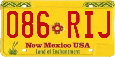 NM license plate 086RIJ