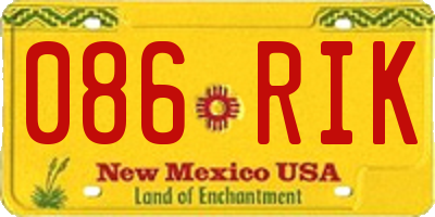NM license plate 086RIK
