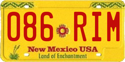 NM license plate 086RIM