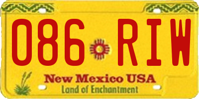 NM license plate 086RIW
