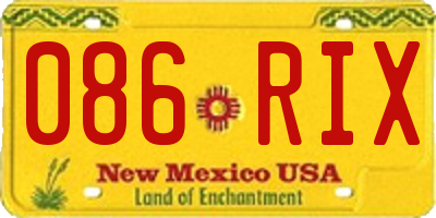 NM license plate 086RIX
