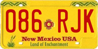 NM license plate 086RJK