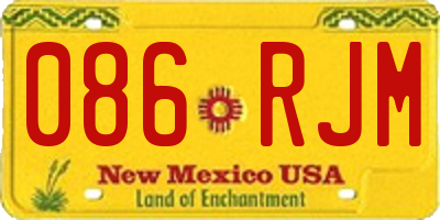 NM license plate 086RJM