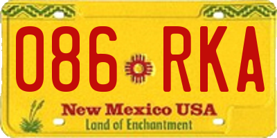 NM license plate 086RKA