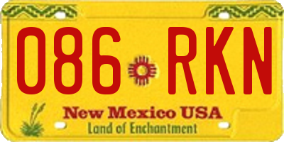 NM license plate 086RKN