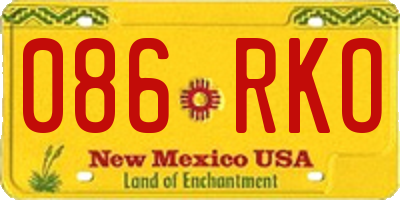 NM license plate 086RKO
