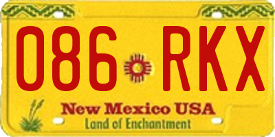 NM license plate 086RKX