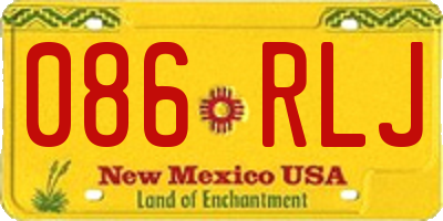 NM license plate 086RLJ