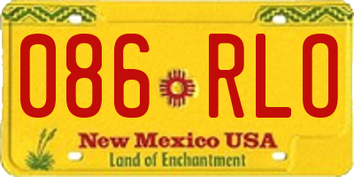 NM license plate 086RLO