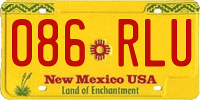 NM license plate 086RLU