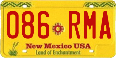 NM license plate 086RMA