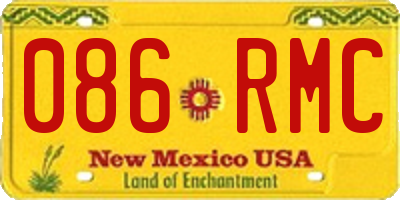 NM license plate 086RMC