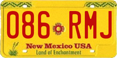 NM license plate 086RMJ