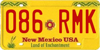 NM license plate 086RMK