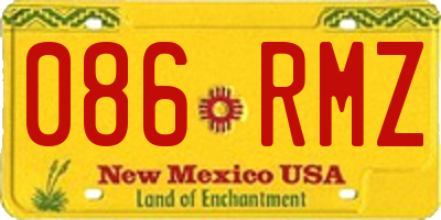 NM license plate 086RMZ