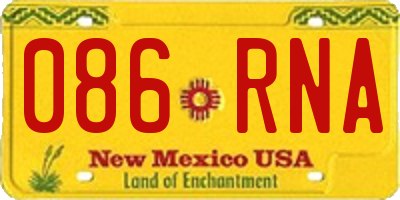 NM license plate 086RNA