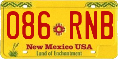 NM license plate 086RNB
