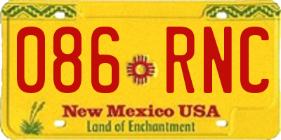 NM license plate 086RNC