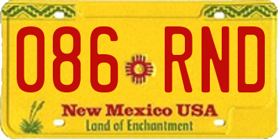 NM license plate 086RND