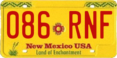 NM license plate 086RNF