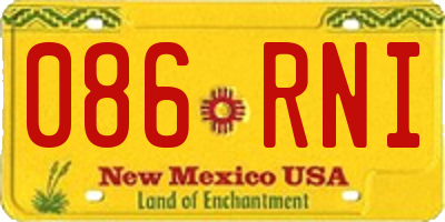 NM license plate 086RNI