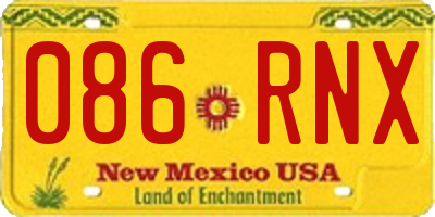 NM license plate 086RNX
