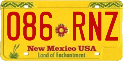 NM license plate 086RNZ