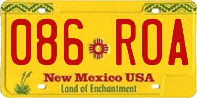 NM license plate 086ROA