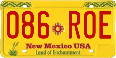 NM license plate 086ROE