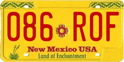 NM license plate 086ROF