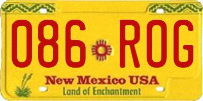 NM license plate 086ROG
