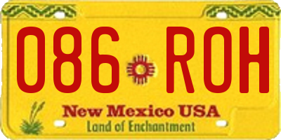 NM license plate 086ROH