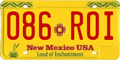 NM license plate 086ROI